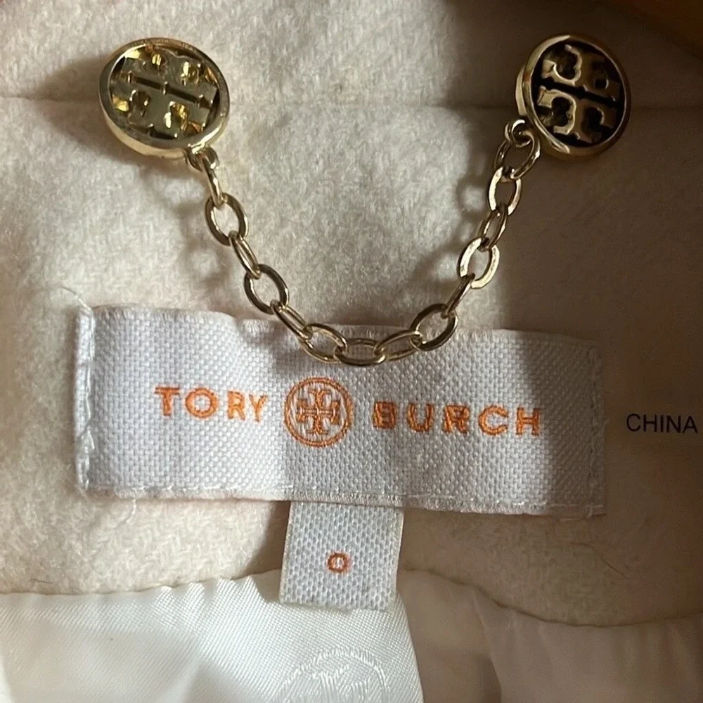 Tory Burch Bernadine Wool Blend Peacoat Button Jacket 48131588 SHELL/IVORY‎ 0